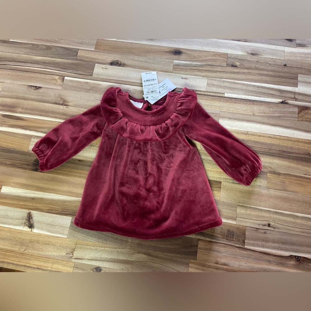 First Impressions Baby Girls Velour Ruffled
Dress -‎ Scarlet Crush 0-3m NWT